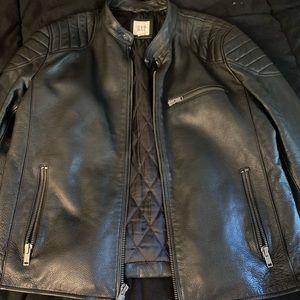 Gap Limited addition black leather biker café jacket